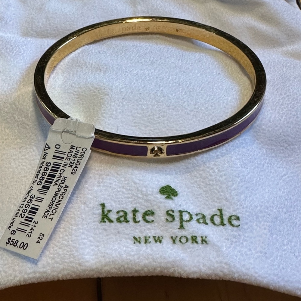 NWT Purple and Gold Kate Spade Bracelet Bangle + Dustbag - Picture 7 of 9